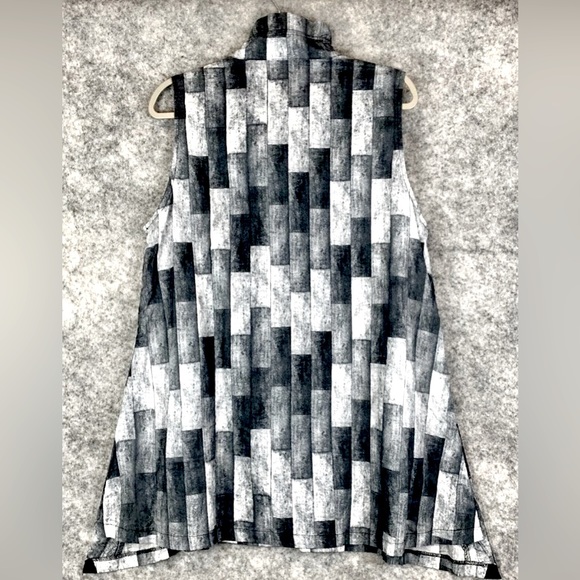 Terra SJ Apparel Wired Collar Abstract Mosaic Lagenlook Button Front Tunic Vest - Picture 5 of 9